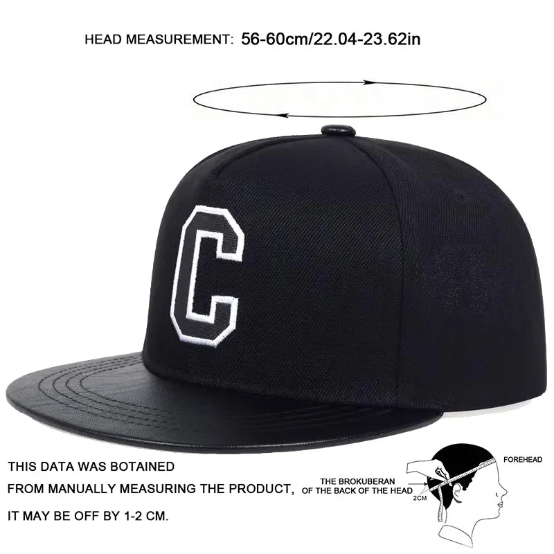 Unisex C Letter Embroidery Hip-hop Hats Spring Autumn Adjustable Casual Snapback Baseball Caps Outdoor Sunscreen Hat Sports Cap