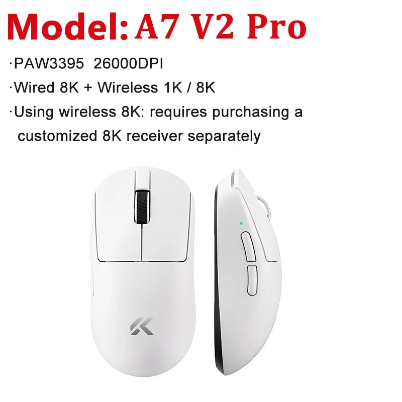 MCHOSE A7 V2 Ultra / Pro kevyt langaton pelihiiri Dual 8000Hz PAW3950 TI 42000DPI PC-e-urheilupelaajille