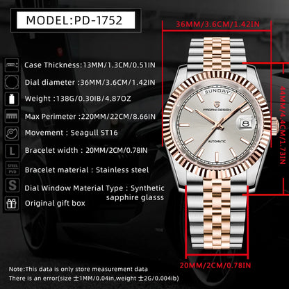 PAGANI DESIGN Men's Watches 2026 New Enamel Dial DD36 Automatic Watch Men Business Waterproof Mechanical Wristwatch For Men Gift