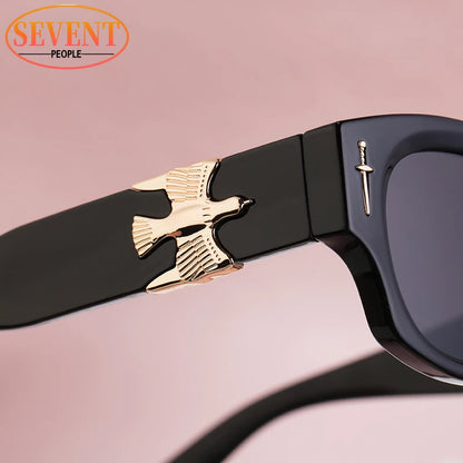 Punk Soaring Eagle Sunglasses Men 2026 Luxury Brand Designer Fashion Rectangle Sun Glasses For Women Steampunk Shades Eyewear