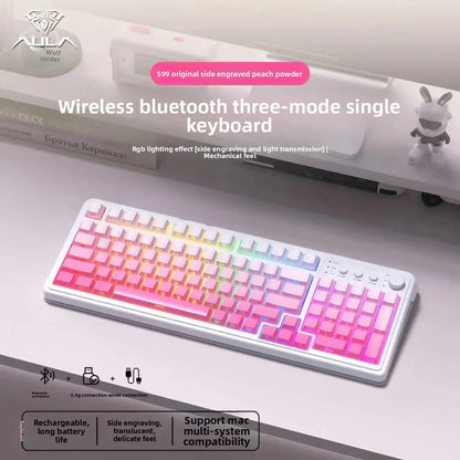 AULA S99 Keyboard 3-Mode Wireless Bluetooth Wired RGB Ergonomic 99-Key Typing Mute Gaming Keyboard Custom PC Accessories Gifts