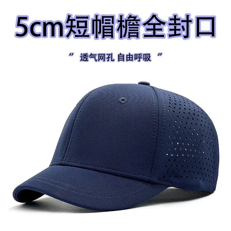 Brand Oohmy 5cm Short Brim Baseball Caps Big Head and Small Head for Men Women Mesh Back Trucker Hat Short BillQuick Dry