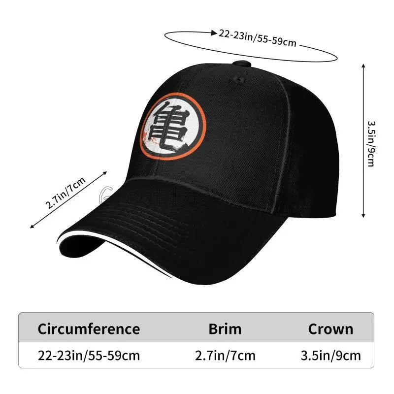 DBZ Kanji Print Cappellino da baseball da uomo Cappello da sole regolabile Cappellino da camionista di lusso Cappellino a sandwich da donna Cappellini casual con chiusura a scatto Cappellini a secchiello Cappellini da golf