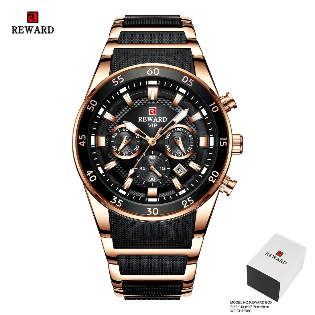 REWARD Men's Watches 81011M Sports Silicone Quartz Men's Watch Waterproof Calendar Chronograph Luminous Watches Men