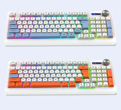 93 Keys Wired RGB Gaming Keyboard Two Tone PBT Ball Keycaps Mechanical Feeling Portable Keyboard for Laptop Office Gamer Typing