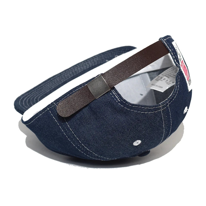 Four Seasons Fashion baseballkasket i denim med kort skygge til mænd og kvinder – Dad Hat – justerbar i Trucker-stil – kasketter med lav profil