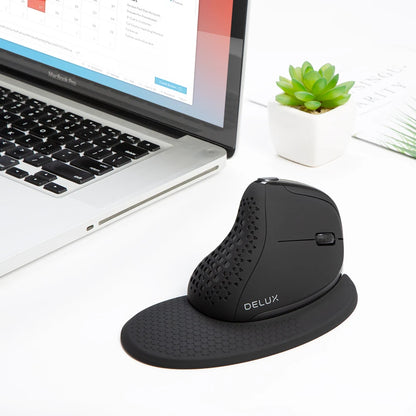 Delux M618XSD Seeker ergonominen pystysuuntainen hiiri OLED-näytöllä, 4000DPI, ladattava 1000mA akku, irrotettava takakansi tietokoneelle