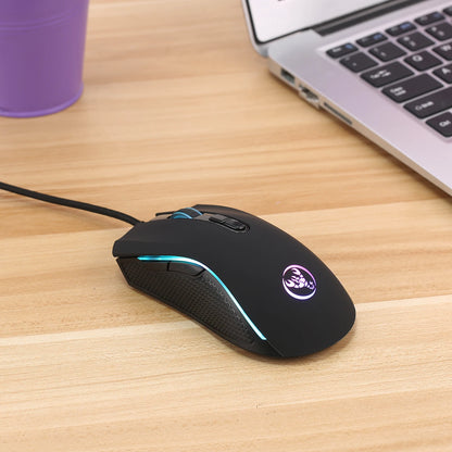 Populärt val HXSJ A869 optisk ergonomisk RGB-gamingmus i ABS med trådbunden anslutning och 4-nivåers upplösningsjustering för laptop och PC