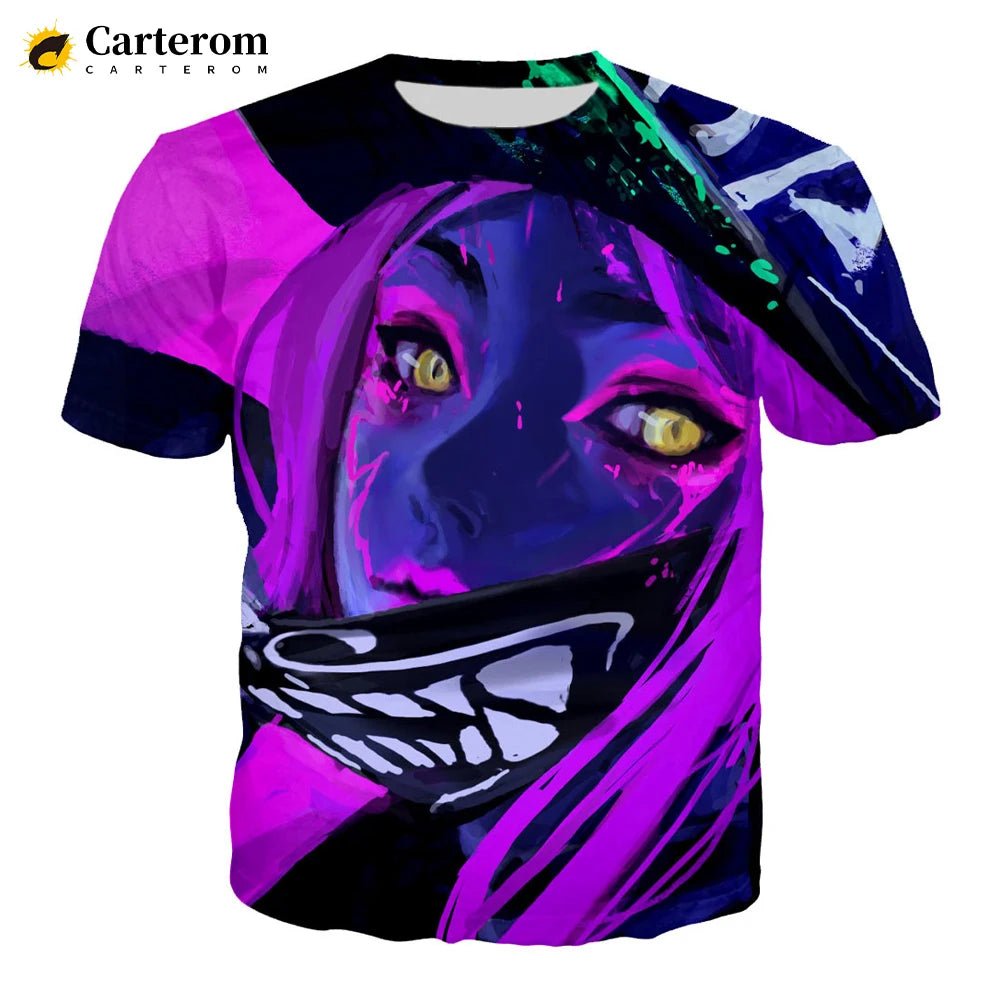 Sexy Akali 3D Print T-shirt League Of Legends T Shirt Men Women Fashion Casual Harajuku Style Tshirt Streetwear Cool Tops