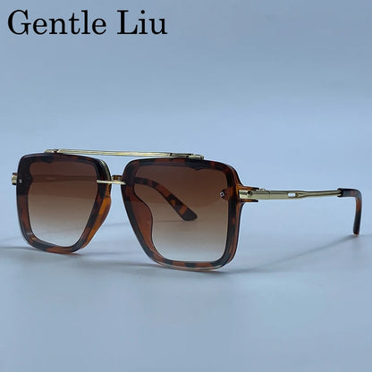 Steampunk Square Double Bridge Sunglasses Men Big 2026 Luxury Brand Designer Retro Punk Driving Sun Glasses Metal Frame Eyewear