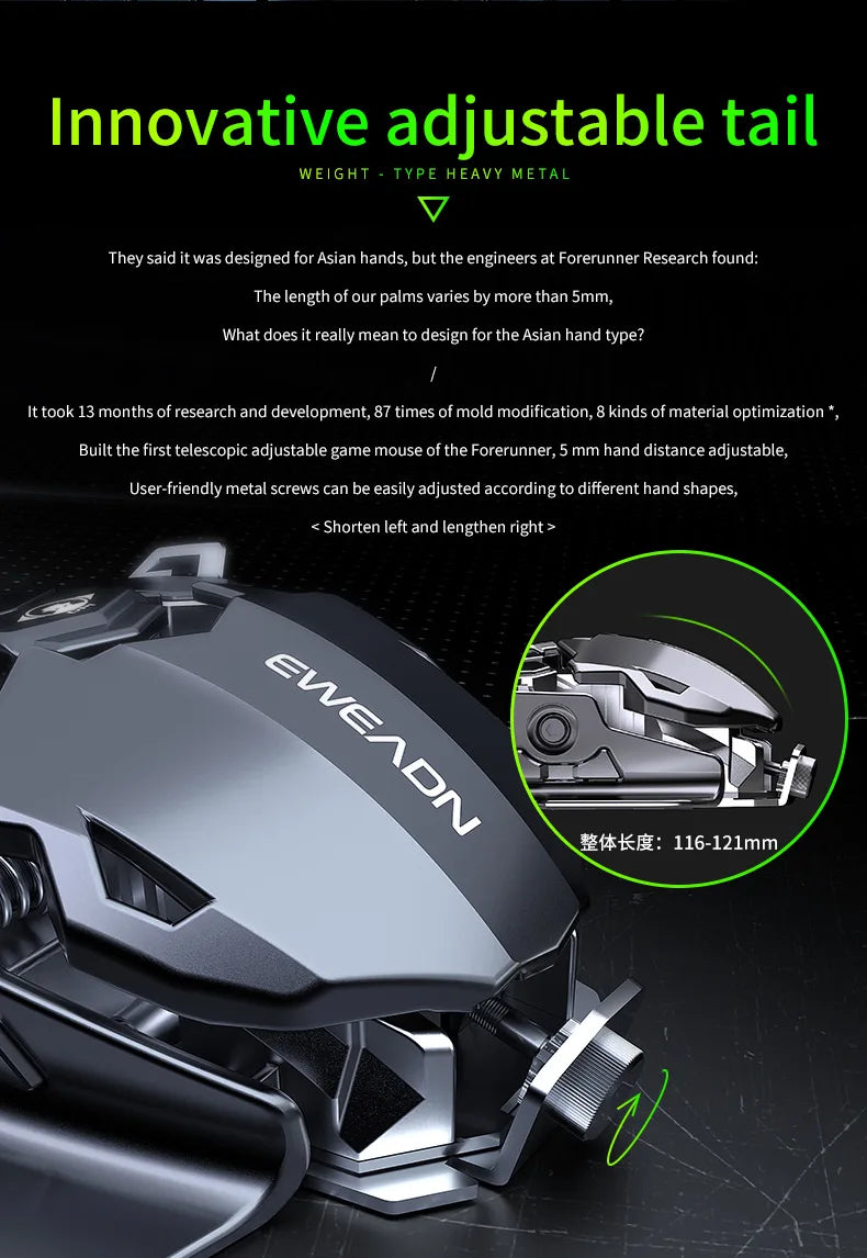 Mechanical Metal Gaming Mouse Wired Ergonomic RGB Gaming Mouse, 12800 DPI Optical USB Gaming Mouse with 7 Programmable Buttons for PC & Laptop