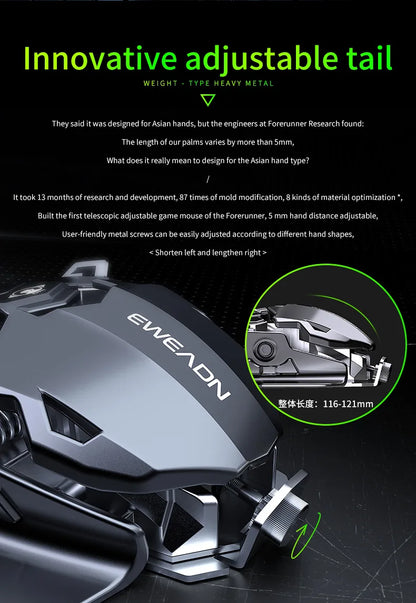 Mechanical Metal Gaming Mouse Wired Ergonomic RGB Gaming Mouse, 12800 DPI Optical USB Gaming Mouse with 7 Programmable Buttons for PC & Laptop