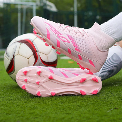 Nouvelles chaussures de football professionnelles pour hommes, chaussures de sport à cheville haute, chaussures de football TF/FG pour garçons, unisexes, antidérapantes, confortables