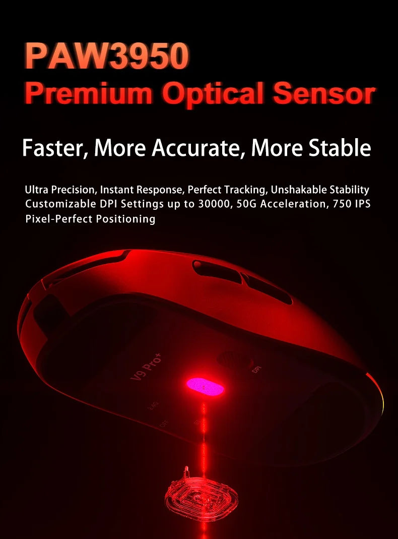 AULA V9 Ultra Wireless Gaming Mouse PAW3950, 8K Polling Rate, Tri-Mode Lightweight Ergonomic Gaming Mouse for PC & Esports