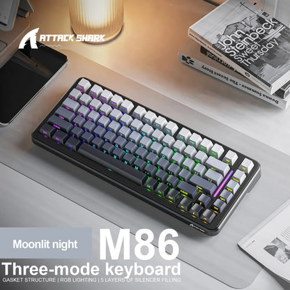 ATTACK SHARK M86 Wireless Mechanical Keyboard 75% Tri-Mode RGB Hot-Swappable Mechanical Keyboard with Side-Printed PBT Keycaps & 4000mAh Battery