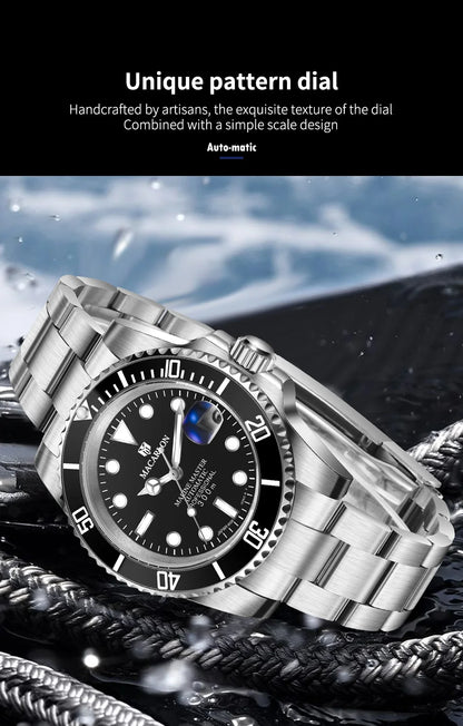 MACARLON Design New 41mm Mechanical Watch Men Sapphire Glass Luminous Stainless Steel Waterproof China NH35 Automatic Watch TOP