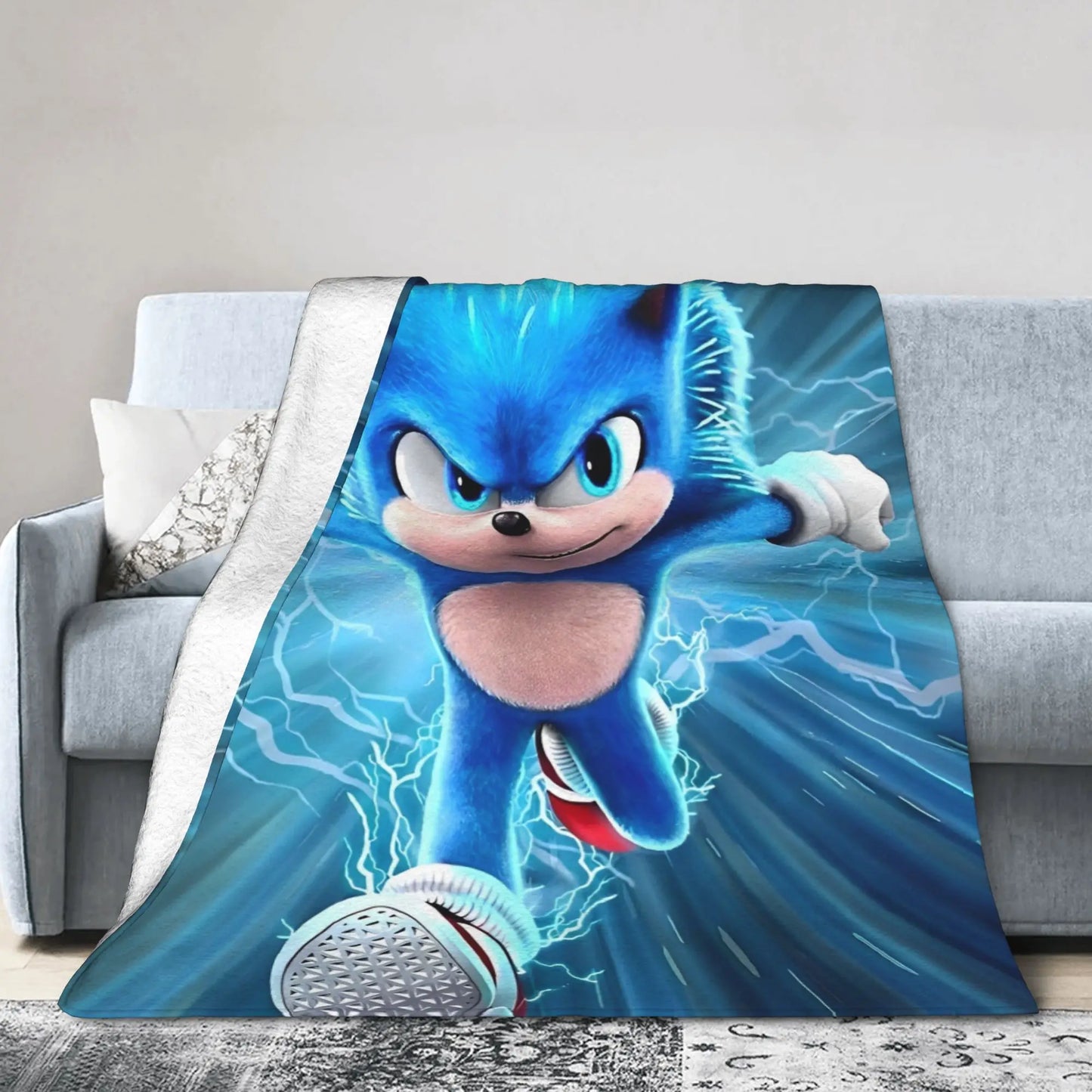 Shadow Game Blanket Soniced Cartoon Flannel Throw Blankets Summer Air Conditioning Decoration Lightweight Bedspreads