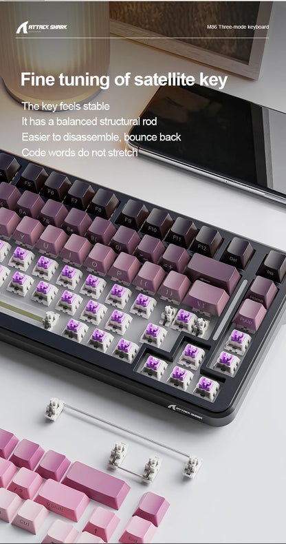 ATTACK SHARK M86 Wireless Mechanical Keyboard 75% Tri-Mode RGB Hot-Swappable Mechanical Keyboard with Side-Printed PBT Keycaps & 4000mAh Battery