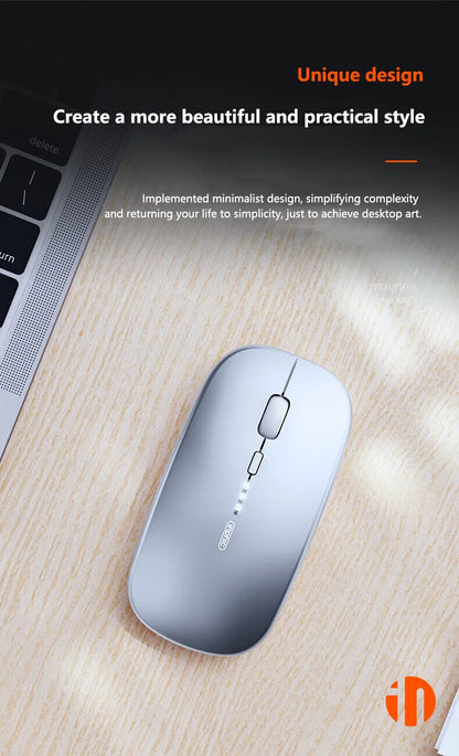 Inphic M1P langaton hiljainen toimistohiiri, erittäin ohut ja kannettava, USB-liitäntä, akun varaustason näyttö, TYPE-C-lataus