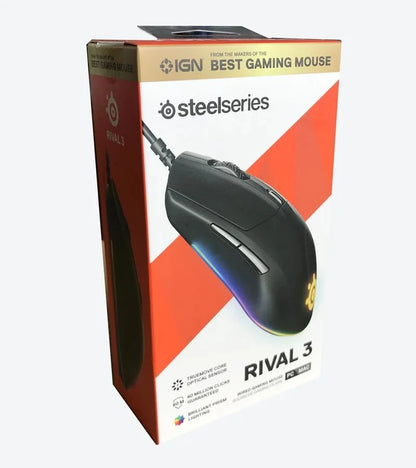 SteelSeries Rival 3 Gaming Mouse with TrueMove Core Optical Sensor, 8,500 CPI, 6 Programmable Buttons, Prism RGB Wired Gaming Mouse