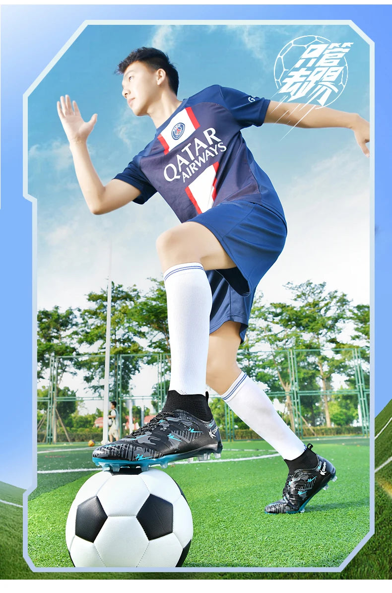 Genuine Double Star Men's High-Top AG Long Stud Football Boots, Professional Match & Training Shoes for Teenagers and Adults