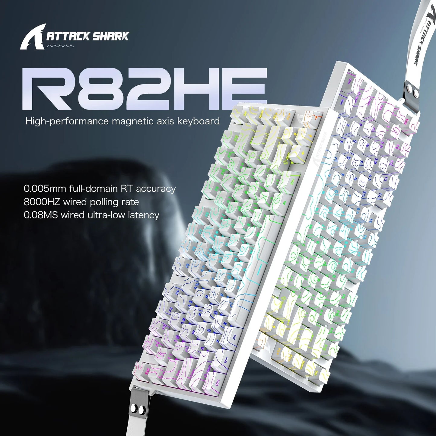 ATTACK SHARK R82 HE Wired 75% Magnetic Keyboard RGB 8000Hz Rapid Trigger 0.005mm Actuation Gaming Keyboard