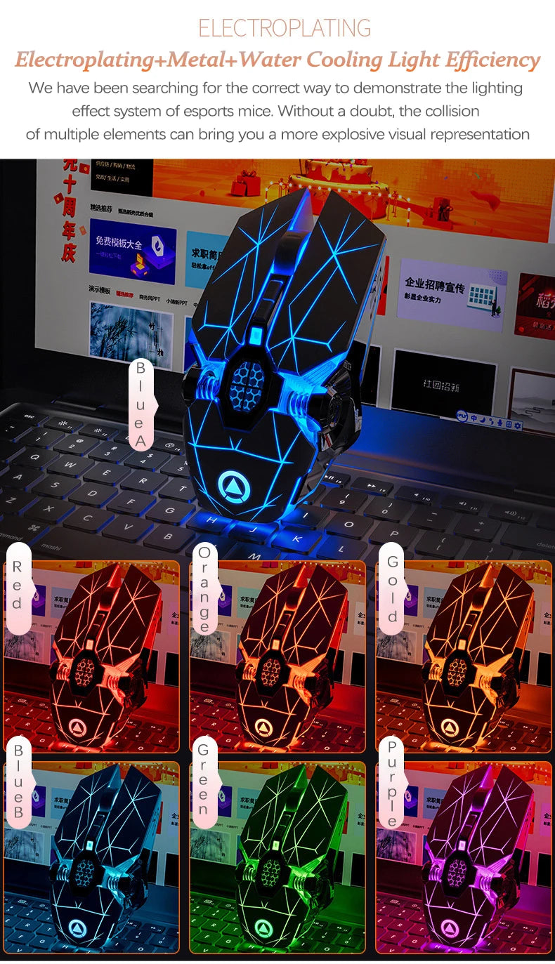 UTHAI A7 Rechargeable Wireless Bluetooth Mouse, Silent Ergonomic Wireless Mouse with RGB Light, 2.4GHz Gaming & Office Mouse