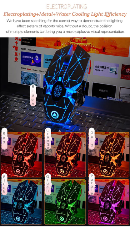 UTHAI A7 Rechargeable Wireless Bluetooth Mouse, Silent Ergonomic Wireless Mouse with RGB Light, 2.4GHz Gaming & Office Mouse