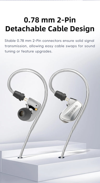 SIVGA SM100 10mm Dual-Chamber Dynamic Driver In-Ear Wired Earphones 0.78 mm 2-Pin Detachable Cable with Mic for Music/Gaming