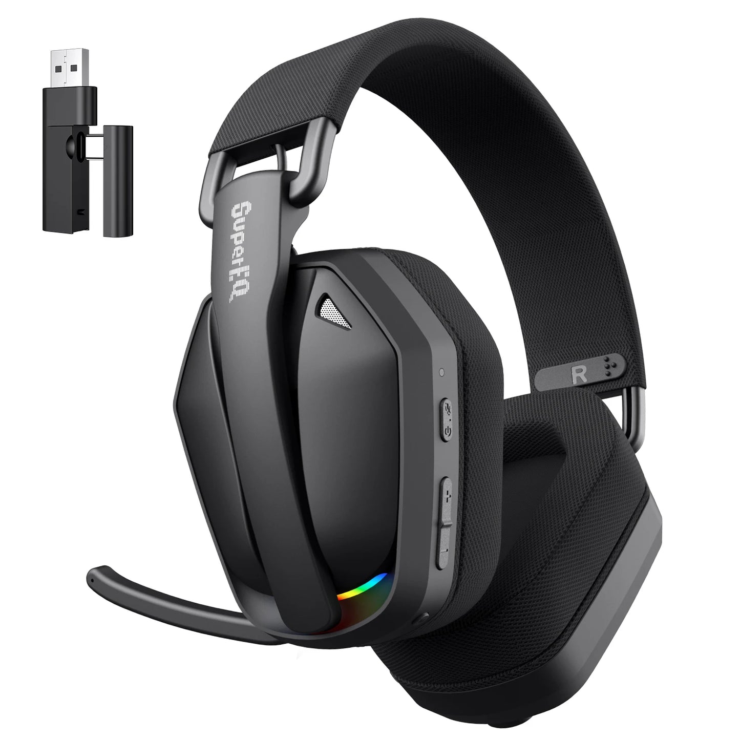 EKSA G19BT 2.4GHz Wireless RGB Headphones With Mic USB/type C Transmitter Over-Ear Gaming Headset