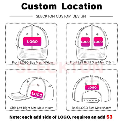 SLECKTON Kasketter med brugerdefineret logo – Hiphop-snapback-kasketter i høj kvalitet – Bogstavbroderi – Branddesign – Trucker-kasket – Engros-kasketter – Voksenstørrelser