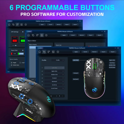 RGB Wireless Gaming Mouse with Charging Dock, 3-Mode Bluetooth & 2.4G Rechargeable Silent Gaming Mouse for PC, Laptop & Mac
