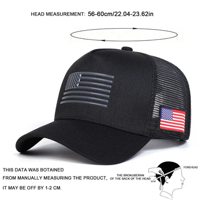 Unisex American Flag Embroidery Baseball Net Caps Spring and Summer Outdoor Adjustable Casual Hats Sunscreen Hat Sports Cap