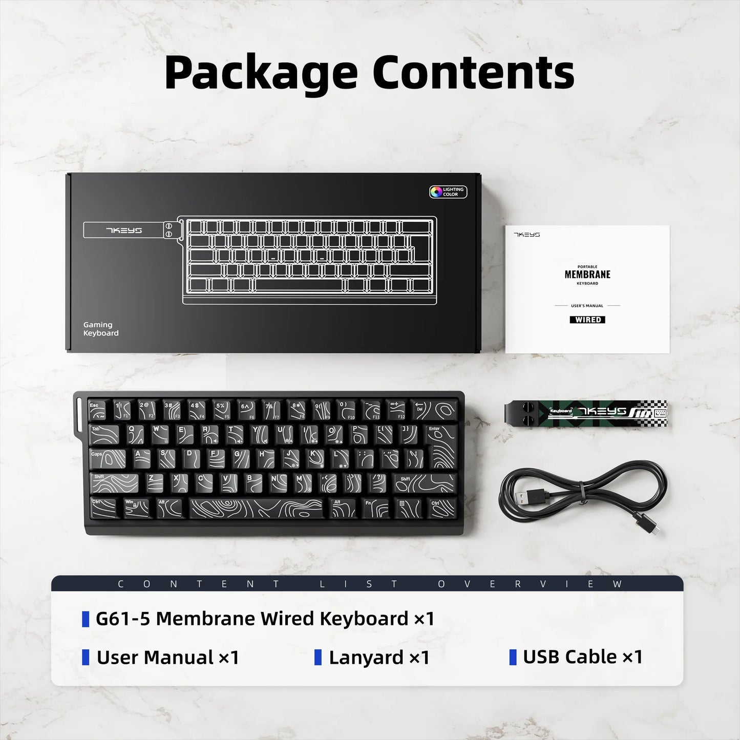 7KEYS 60% Compact Wired Keyboard with RGB Backlighting, Gradient Keycaps, USB Gaming Keyboard for Windows PC, Laptop & Tablet