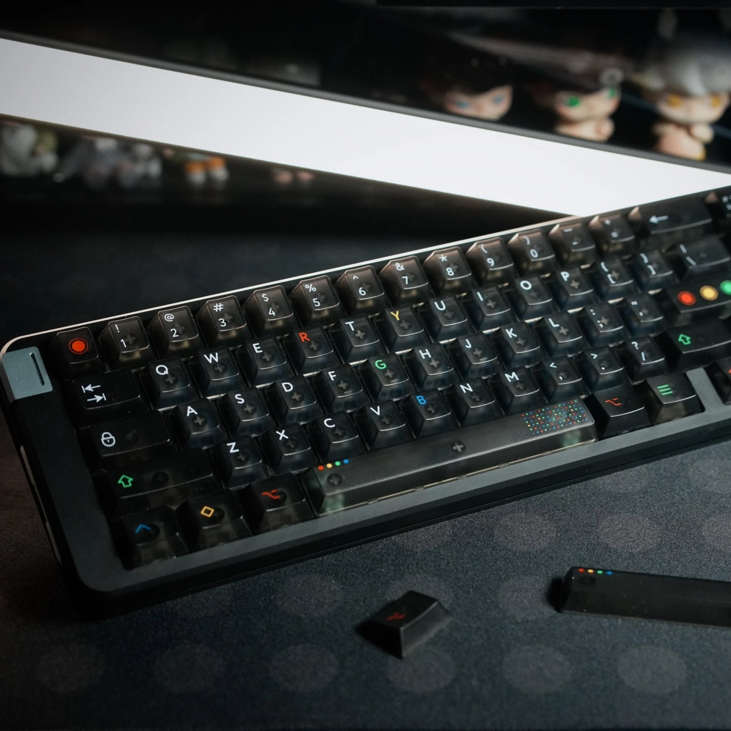Aifei 122 Pieces Keycaps Black Light ABS UV Print Fog Transparent Cherry Height for Mechanical Keyboard Anne Pro 2 GK61