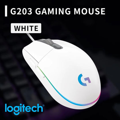 Logitech G102 G203 Wired Gaming Mouse 8200 DPI RGB Backlit Mouse with 2.1M USB Cable, Precision PC Gaming Mouse for Laptop & Office