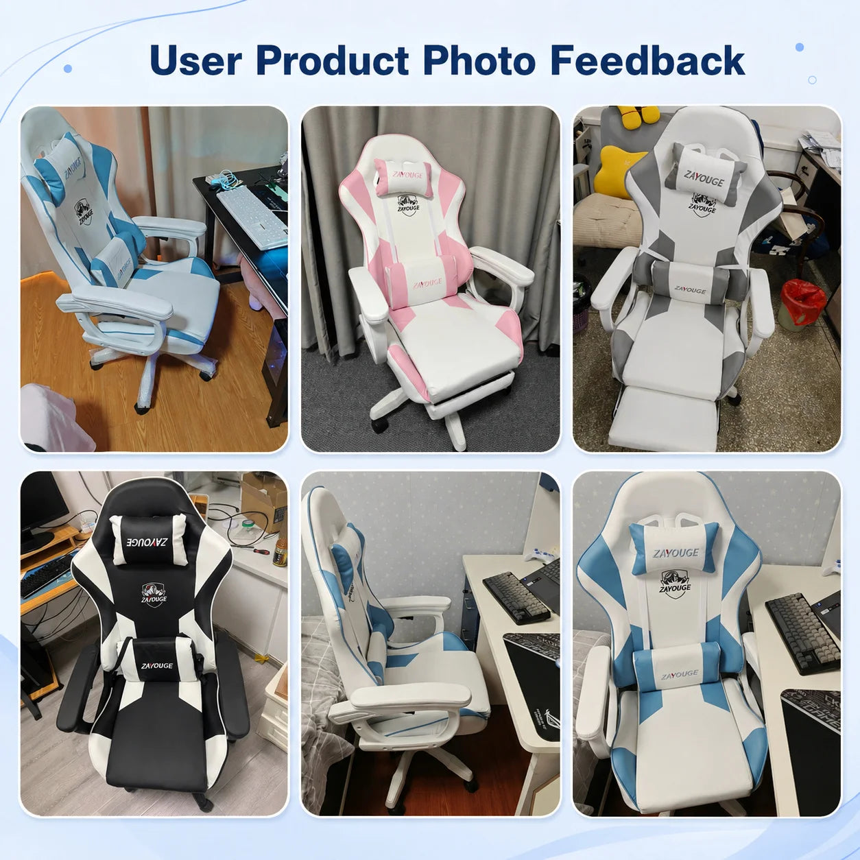 AOLIVIYA Gaming Reclining Chair Ergonomic Office Chair with Footrest, Adjustable Swivel Computer Chair, Racing Style E-Sports Gaming Seat