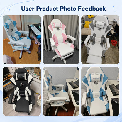 AOLIVIYA Gaming Reclining Chair Ergonomic Office Chair with Footrest, Adjustable Swivel Computer Chair, Racing Style E-Sports Gaming Seat