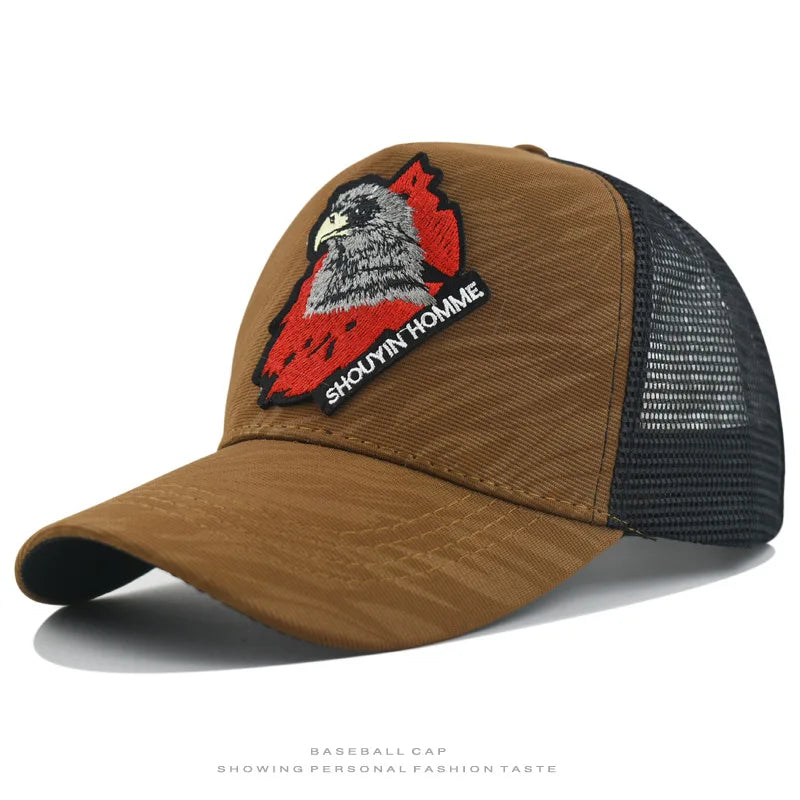 1 Breathable Sun-Protective Embroidered Baseball Cap with Eagle Embroidery, Personalized Design, Unisex, Suitable for Daily Casual Outdoor Use, Sunshade Mesh Cap, Holiday Gift