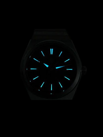 San Martin 39mm Luxury Men Sports Watch Waffle Dial Integrated Bracelet Miyota 90S5 Automatic Mechanical Clear Caseback SN0152
