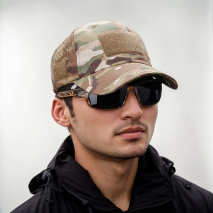 Cappellino da baseball casual sportivo traspirante con motivo mimetico da uomo, cappello da sole per appassionati di stile militare, cappello tattico, cappello da addestramento militare, cappello a secchiello