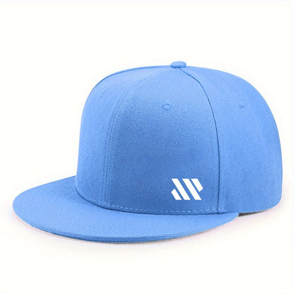 Baseballkasket med hvidt logo – unisex, justerbar, åndbar kasket med flad skygge – letvægtskasket til udendørs brug og rejser – hovedbeklædning
