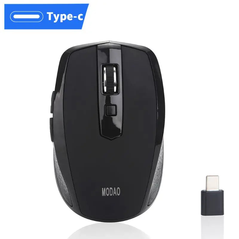 2.4G Wireless Mouse USB Type-C, Ergonomic Silent Wireless Mouse with 6 Buttons, Adjustable 800/1200/1600 DPI, Type-C Receiver for Laptop, PC & Mac