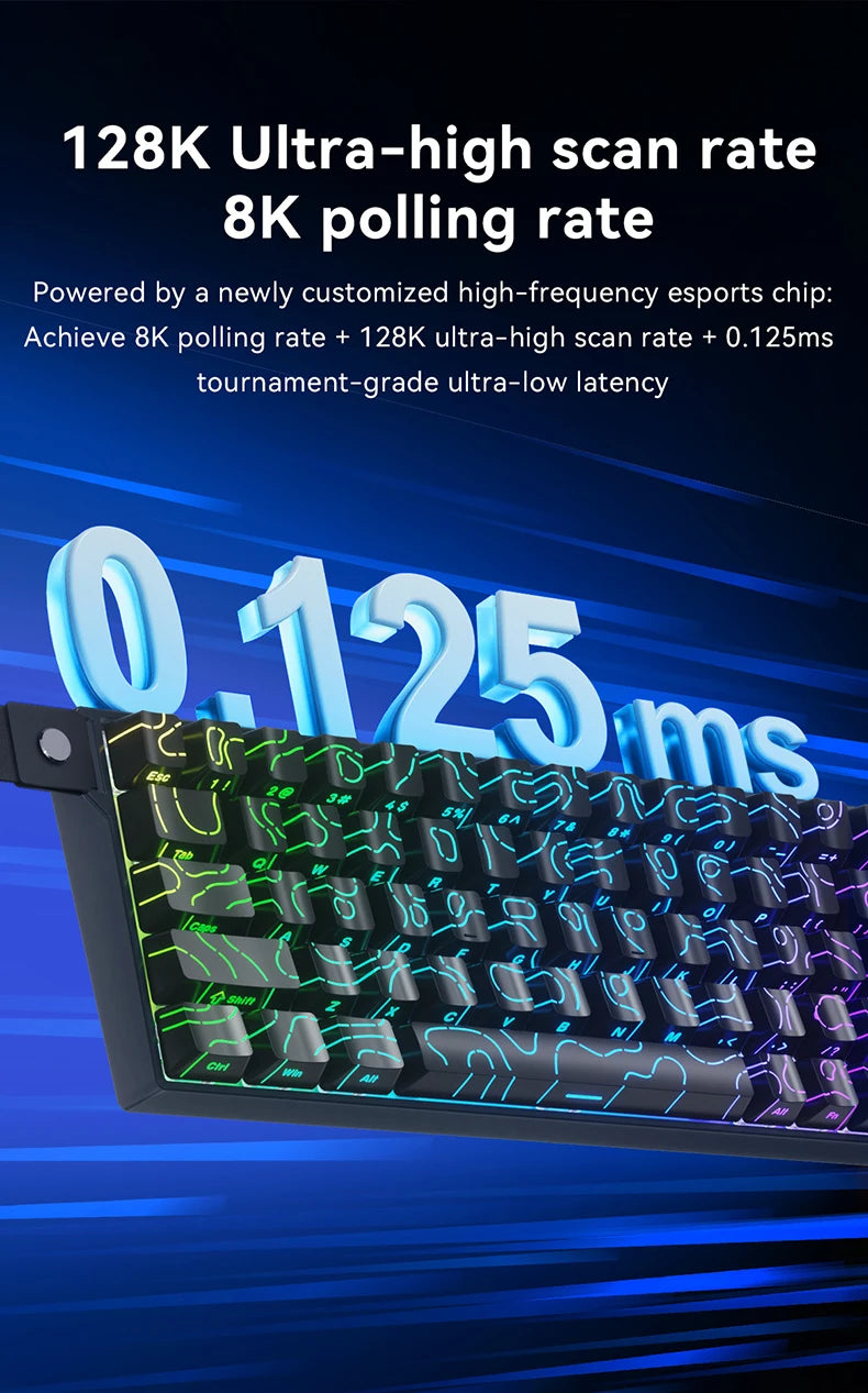 AJAZZ AK680 V2 E-sports magnetic switch keyboard 8K Polling Rate 128K Uitra-high Scan Rate  Aluminum Alloy Positioning Plate