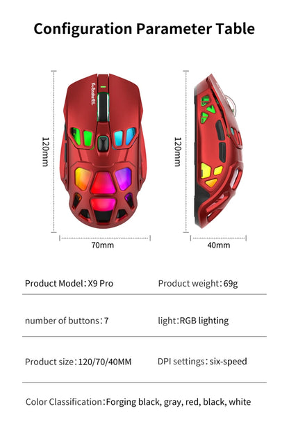 Lenovo X9Pro Tri-Mode Wireless Mouse with Bluetooth, 2.4G & Wired Connectivity, Magnetic Charging Dock, Rechargeable Gaming & Office Mouse