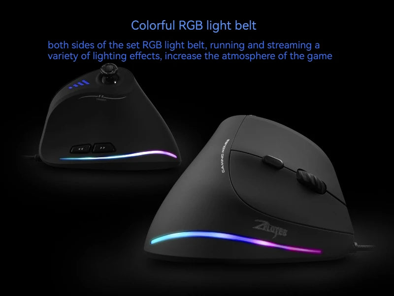 ZELOTES C18 Upright Ergonomic Gaming Mouse, 10000 DPI Wired Vertical Optical Mouse with 11 Programmable Buttons for PC, Office & Gaming