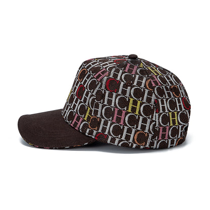 Czapka baseballowa z nadrukiem monogramu CH, usztywniona, regulowana, unisex, typu „dad hat”, z daszkiem przeciwsłonecznym, w stylu streetwear, czarna, z tkaniny, czapka codzienna