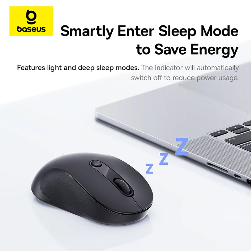 Baseus Wireless Mouse Bluetooth 5.3 Ergonomic Silent Mouse, 2.4GHz Rechargeable Office Mouse with 7 Buttons, Adjustable DPI for Laptop, MacBook, PC & Tablet