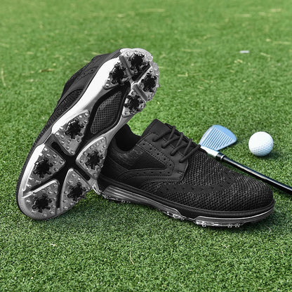 LiXingMing Golf Shoes Men Gray Large Size To 48# Breathable Cleats Golf Sport Shoes Teenager Training Golf Coach Sneakers