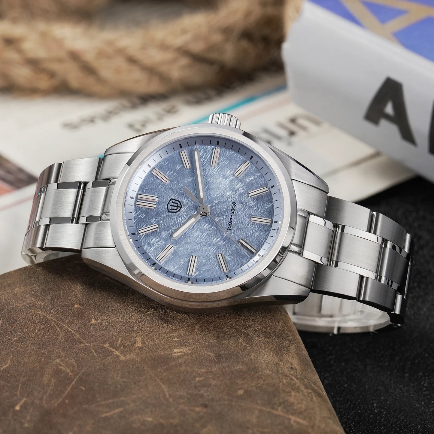 Watchdives New WD0003B Aventurine Dial Watch VH31 Quartz Movement Sapphire Crystal Luminous 100m Waterproof 36mm Vintage Watch